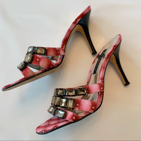 Beverly Feldman Pink Mules Rhinestones 8.5 - Picture 3 of 7